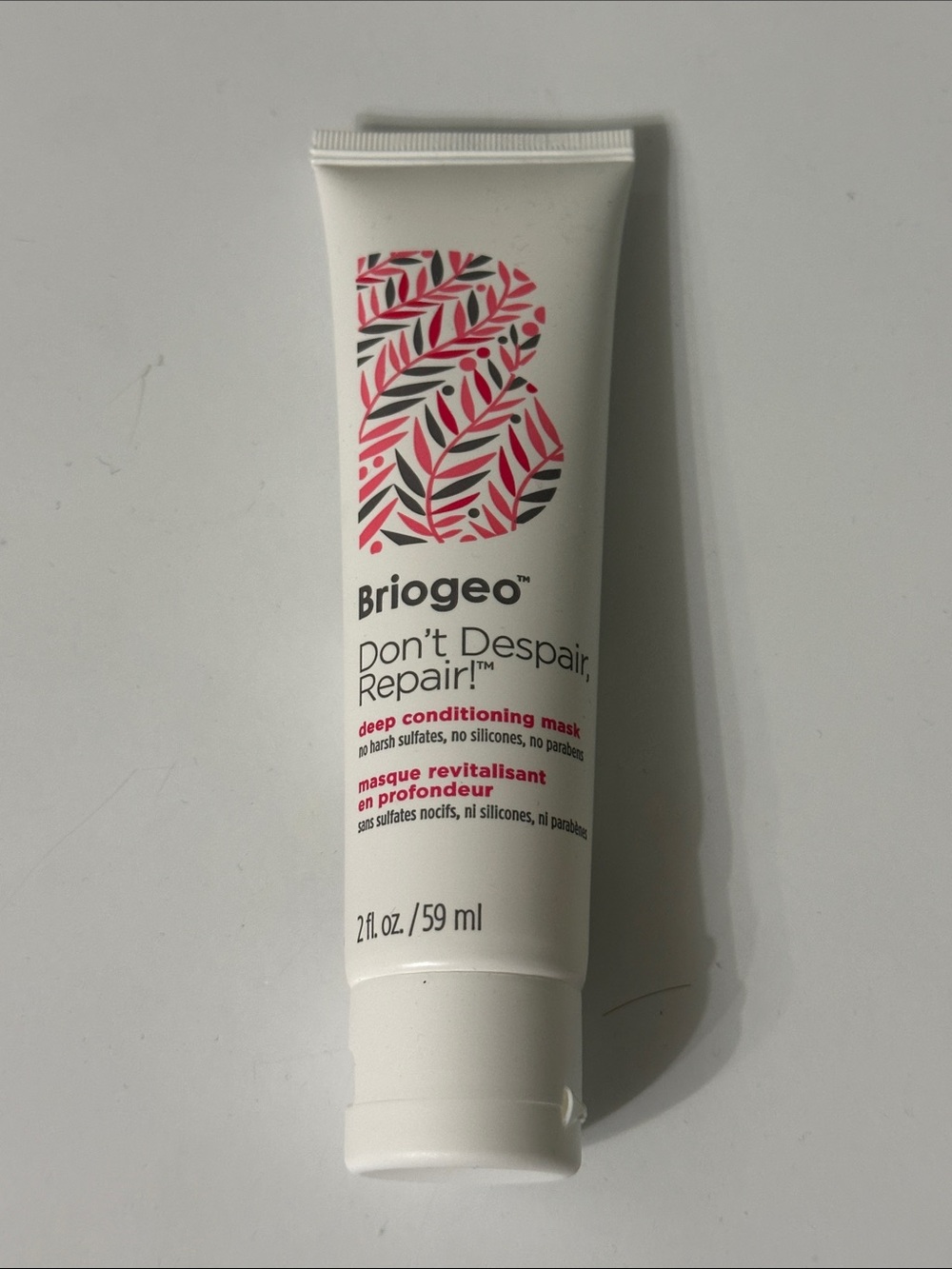Briogeo White Tube with Pink Leaf Motif Deep Conditioning Mask